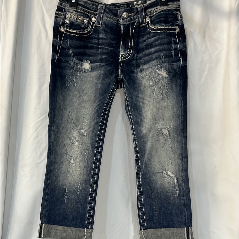 Miss Me Distressed Blue Ankle Jeans